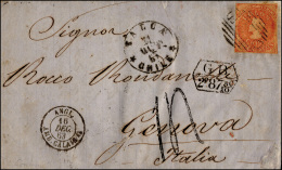 CILE 1863 - 21 October 1863, Single Rate Letter From Talca To Genoa Prepaid 5 Centavos To The Embark... - Other & Unclassified