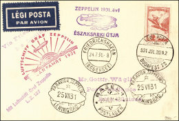 UNGHERIA POSTA AEREA 1931 - Cartoncino Affrancato Dall'Ungheria 20/7/1931 Trasportato A Leningrado C... - Other & Unclassified