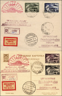 RUSSIA POSTA AEREA 1931 - Zeppelin Polar Fahrt, Serie Non Dentellata (A27A/A30A), Perfetti, Su Carto... - Autres & Non Classés