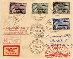 RUSSIA POSTA AEREA 1931 - Zeppelin Polar Fahrt, Serie Dentellata (A27/A30), Perfetti, Su Aerogramma ... - Autres & Non Classés