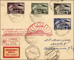 RUSSIA POSTA AEREA 1931 - Zeppelin Polar Fahrt, Serie Dentellata (A27/A30), Perfetti, Su Aerogramma ... - Autres & Non Classés