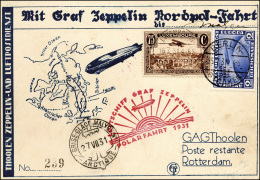 LUSSEMBURGO POSTA AEREA 1931 - Cartolina Con Affrancatura Mista Lussemburgo E 2 M. Polar Fahrt (Germ... - Other & Unclassified