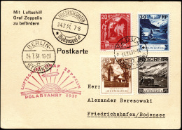 LIECHTENSTEIN POSTA AEREA 1931 - Cartolina Affrancata Del Liechtenstein 14/7/1931 Trasportata Con La... - Autres & Non Classés