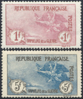 FRANCIA 1917/19 - 1 + 1 Fr. Rosa E 5 + 5 Fr. Azzurro, Pro Orfani Di Guerra (154/155), Nuovi, Gomma O... - Autres - Europe