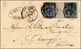 FRANCIA 1885 - 15 Cent. Azzurro Sage, II Tipo (90), Coppia Con Interspazio, Perfetta, Su Lettera Da ... - Autres - Europe