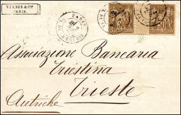 FRANCIA 1877 - 30 Cent. Sage (69), Coppia Orizzontale Con Intersazio Di Gruppo, Perfetta, Su Lettera... - Europe (Other)