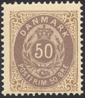 DANIMARCA 1875/79 - 50 O. Bistro E Viola, Dent. 14 X 13 1/2 (28Aa), Gomma Originale Integra, MNH, Pe... - Autres - Europe