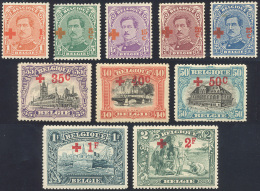 BELGIO 1918 - Croce Rossa, Serietta Fino Al 2 Fr. (150/161), Gomma Originale Integra, Perfetti, MNH.... - Europe (Other)