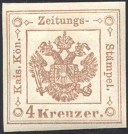 AUSTRIA SEGNATASSE GIORNALI 1858 - 4 Kr. Bruno (4), Gomma Originale Integra, Perfetto. ... - Altri - Europa