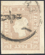 AUSTRIA GIORNALI 1858 - 1,05 K. Lilla Grigio (6), Usato, Perfetto. Cert. Raybaudi. ... - Autres - Europe