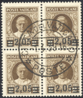 1937 - 2,05 Su 2 Lire Provvisoria, II Tiratura (37), Blocco Di Quattro, Usato, Perfetto. Cert. Diena... - Altri & Non Classificati