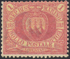 1892 - 1 Lira Carminio Su Giallo Stemma (20), Discreta Centratura, Gomma Originale Integra, Perfetto... - Other & Unclassified