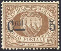 1892 - 5 Cent. Su 30 Cent. (9), Ottima Centratura, Gomma Originale Integra, Perfetto. Sorani, Due Ce... - Other & Unclassified