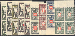 1932 - Ventennale Occupazione, 9 Valori (65/73), Blocchi Di Quattro, Gomma Originale Integra, Perfet... - Egée