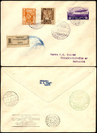 POSTA AEREA 1933 - 5 Lire Zeppelin (13), Con Complementari, Perfetti, Su Aerogramma Raccomandato Da ... - Cirenaica