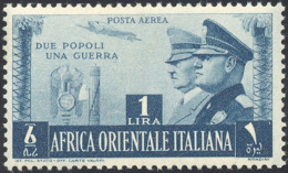 POSTA AEREA 1941 - 1 Lira "cubetti" (20), Gomma Originale Integra, Perfetto. ... - Africa Orientale Italiana