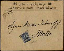 BENGASI 1909 - 1 Pi. Su 25 Cent. Floreale (1), Perfetto, Su Busta Da Bengasi Per Malta. Ferrario. ... - Other & Unclassified