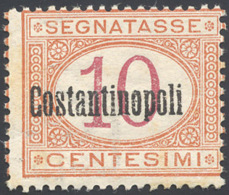 COSTANTINOPOLI SEGNATASSE 1922 - 10 Cent. Soprastampato, Senza Il Bollo Postale Di Controllo (1a), G... - Autres & Non Classés