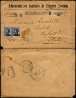 COSTANTINOPOLI 1910 - 1 Pi. Su 25 Cent. (23), Coppia Perfetta, Su Busta Raccomandata Da Costantinopo... - Other & Unclassified