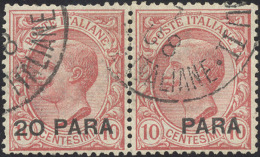 COSTANTINOPOLI 1908 - 20 Para Su 10 Cent., Coppia Orizzontale, Un Esemplare Senza La Cifra, Solo "pa... - Other & Unclassified