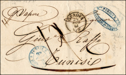 TINISI 1861 - Lettera Da Genova Del 24/8/1861 Per Tunisi, Bollo D. C. Di Arrivo In Azzurro "Tunisi/P... - Altri & Non Classificati