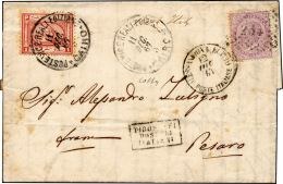 ALESSANDRIA 1867 - 60 Cent. De La Rue (21), In AFFRANCATURA MISTA Con 1 Piastra Egitto, Su Lettera D... - Altri & Non Classificati