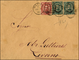 EMISSIONI GENERALI 1888 - Busta Da Tunisi Per Livorno, Affrancata Con 2 Esemplari Del 5 Cent. E Uno ... - Autres & Non Classés