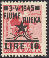 FIUME 1945 - 16 Lire Su 75c. Senza Filigrana, Decalco Della Soprastampa (21s), Gomma Originale, Perf... - Autres & Non Classés