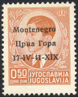 MONTENEGRO 1941 - 50 P. Arancio, Soprastampato, Non Emesso (14A), Gomma Originale Integra, Perfetto.... - Altri & Non Classificati