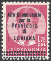 LUBIANA 1941 - 1,75 D. "Alto Commissario Per La Provincia Di Lubiana", Non Emesso (63), Leggera Dopp... - Other & Unclassified