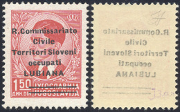 LUBIANA 1941 - 1,50 D. Rosso, Soprastampa Modificata, Decalco (34d), Gomma Originale Integra, Perfet... - Other & Unclassified