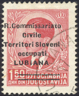 LUBIANA 1941 - 1,50 D. Soprastampa Fortemente Spostata A Sinistra (34aa), Usato, Perfetto. Cert. A.D... - Altri & Non Classificati