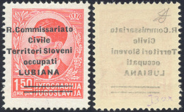 LUBIANA 1941 - 1,50 D. Rosso, Soprastampa Modificata Fortemente Spostata A Sinistra, Con Decalco (34... - Autres & Non Classés