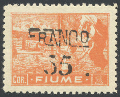 FIUME 1919 - 55 Cent. Su 1 Corona Soprastampato FRANCO, Su Carta Scadente Grigiastra Tipo A (A83), P... - Autres & Non Classés