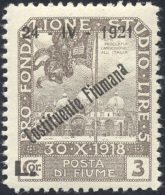 FIUME 1921 - 3 Lire Costituente Fiumana, Seconda "a" Spostata In Alto (173nc), Gomma Originale, Perf... - Altri & Non Classificati