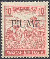 FIUME 1918 - 10 F. Carminio (8a), Gomma Originale, Perfetto. Bello! Cert. Raybaudi. ... - Altri & Non Classificati