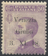 VENEZIA GIULIA 1918 - 50 Cent. Michetti, Soprastampa Di Saggio (S1), Gomma Originale, Perfetto. Molt... - Autres & Non Classés