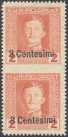 OCCUPAZIONE AUSTRIACA 1918 - 3 Cent. Su 2 H., Coppia Verticale Non Dentellata Al Centro (2d), Gomma ... - Altri & Non Classificati