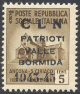 VALLE BORMIDA 1945 - 5 Cent. Bruno, Soprastampa Modificata (1A) Nuovo, Gomma Originale Integra, Perf... - Comité De Libération Nationale (CLN)