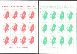 UNIONE MONARCHICA ITALIANA 1946 - 1/10 Lire Rosso E Verde Umberto II, Foglietti Completi Di 12 Valor... - Non Classés