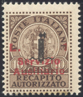 GUIDIZZOLO 1945 - 1 Lira Su 10 Cent., Soprastampa "L.1", Non Emesso (2A), Gomma Originale Integra, P... - Non Classés