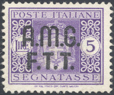 SEGNATASSE 1947 - 5 Lire, Senza Filigrana (4A), Gomma Originale Integra, Perfetto. Molto Raro. Cert.... - Other & Unclassified