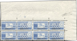 PACCHI POSTALI 1954 - 1.000 Lire Cavallino (26), Blocco Di Quattro Angolo Di Foglio, Ottima Centratu... - Other & Unclassified