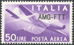 POSTA AEREA 1954 - 50 Lire, Nuova Soprastampa (22A), Gomma Originale Integra, Perfetto. ... - Autres & Non Classés