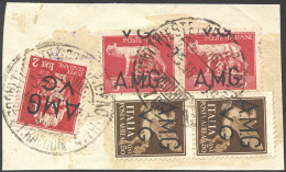 1946 - 5 Lire Con Soprastampa Fortemente Spostata, AMG In Basso E VG A Cavallo (10hb), Con Complemen... - Autres & Non Classés