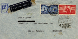 1949 - 100 Lire Democratica (565) E 50 Lire U.P.U. (599) Su Busta Via Aerea Da Genova 14/5/1949 Per ... - Other & Unclassified