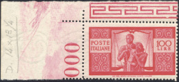 1947 - 100 Lire Democratica, I Lastra, Carta Bianca, Dent. 14 X 13 1/4, Filigrana Ruota Pos. ND (Sas... - Autres & Non Classés