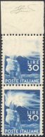 1947 - 30 Lire Democratica, Coppia Verticale Con L'esemplare Superiore Stampa Parziale E Quello Infe... - Other & Unclassified