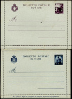 1946 - 4 Lire E 5 Lire Democratica Biglietti Postali (Filagrano B38/B39), Nuovi, Perfetti. ... - Other & Unclassified