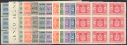 1945 - Filigrana Ruota (86/96), Blocchi Di Nove, Gomma Originale Integra, Perfetti. Cert. SPR Per I ... - Postage Due